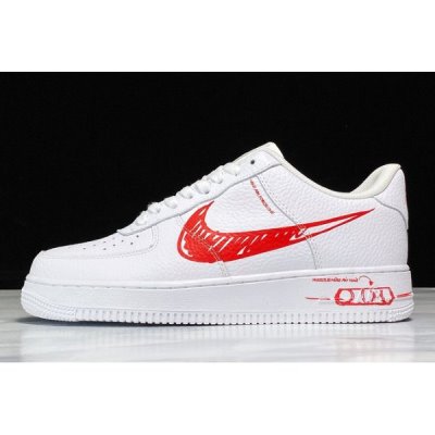 Nike Air Force 1 Low Sketch Pack Beyaz / Kırmızı Kaykay Ayakkabı Türkiye - RQJGDAUP